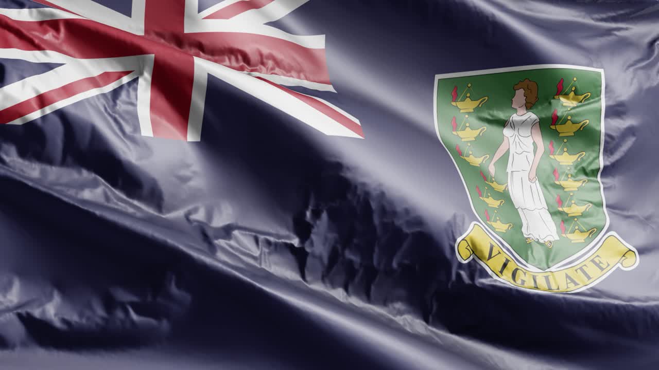 버진 아일랜드 영국 발이 바람에 흔들리고 버진 아일랜드 영국의 배너가 바람에서 흔들리고 10 초 루프