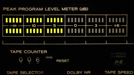 a db power meter indicator for audio cassette tapes, with a counter going from zero to ten