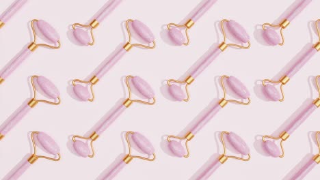belleza facial de cuarzo rosa rodillo para masaje de gua sha. patrón. anti-edad, levantamiento y tratamiento de tonificación cuidado de la piel. productos cosméticos.