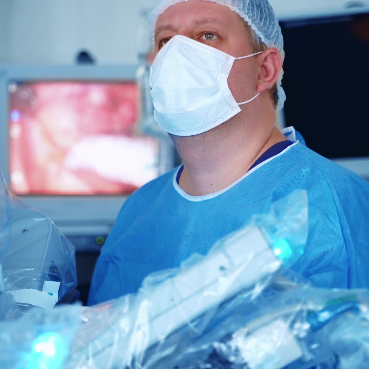 Robotic Surgery. Medical operation involving robot. Future of Medicine.