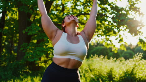 plus-size woman exercising outdoors