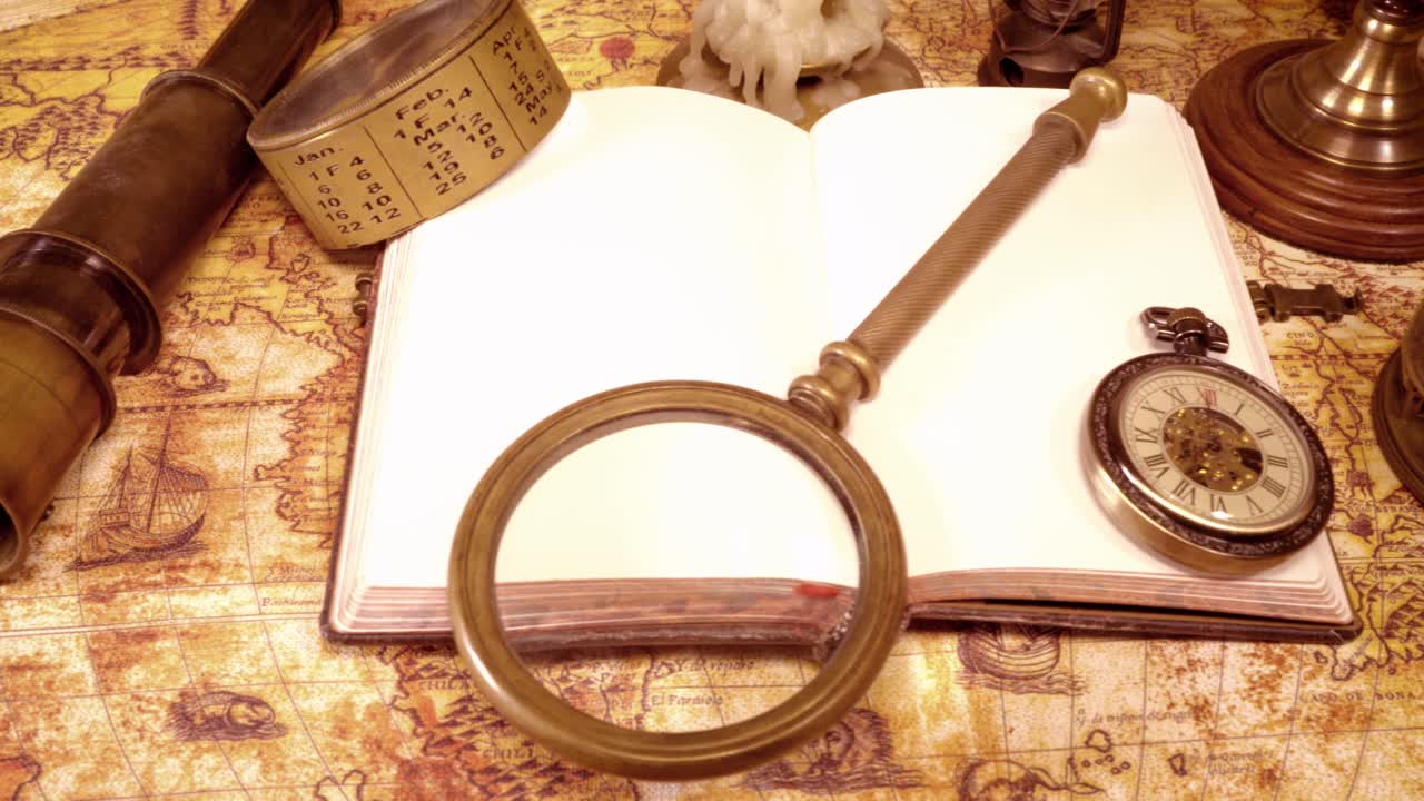 1565년의 오래된 지도에 그려진 빈티지 고정물입니다.