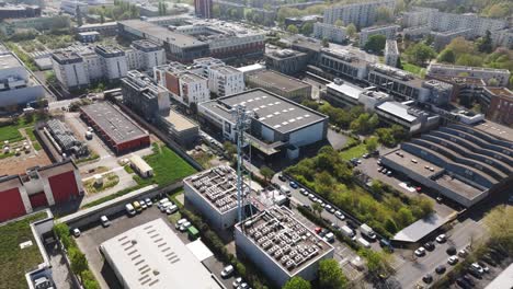 top-down drone shot over franconville showing rooftops and urban layout in the paris suburbs - france