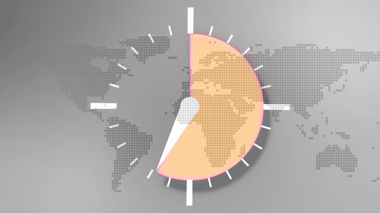 icono del reloj sobre el mapa del mundo 4k