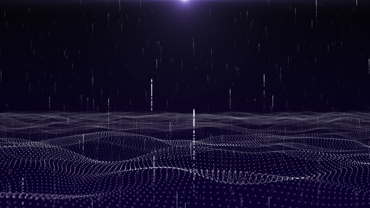 Digital cyber wave particles flowing digital lines cyberspace background technology connect big data