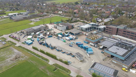 aerial of busy recycling station