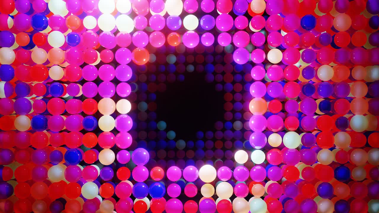 composición abstracta de bolas de colores en el aire, que se iluminan al azar y se reflejan entre sí. esferas multicolores en el aire como simple fondo oscuro geométrico con efectos de luz.