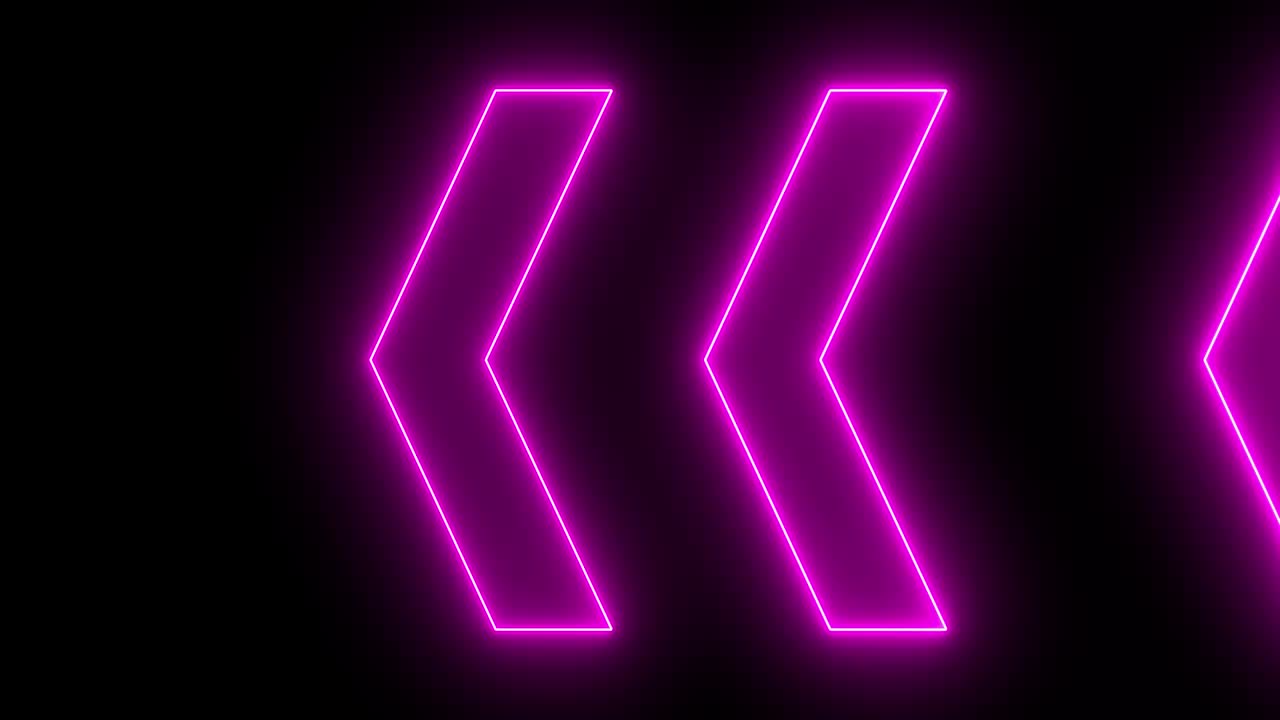 animación de flechas púrpuras brillantes de 4k. moviendo las flechas pórpuras a la izquierda aisladas en un bucle sin costuras de fondo negro.