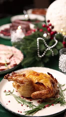 christmas dinner with roasted chicken