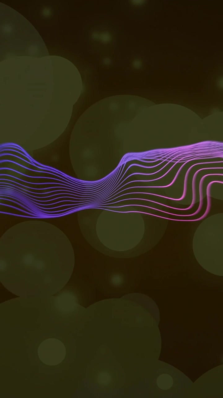 Colorful sound waves animation over blurred bokeh lights background
