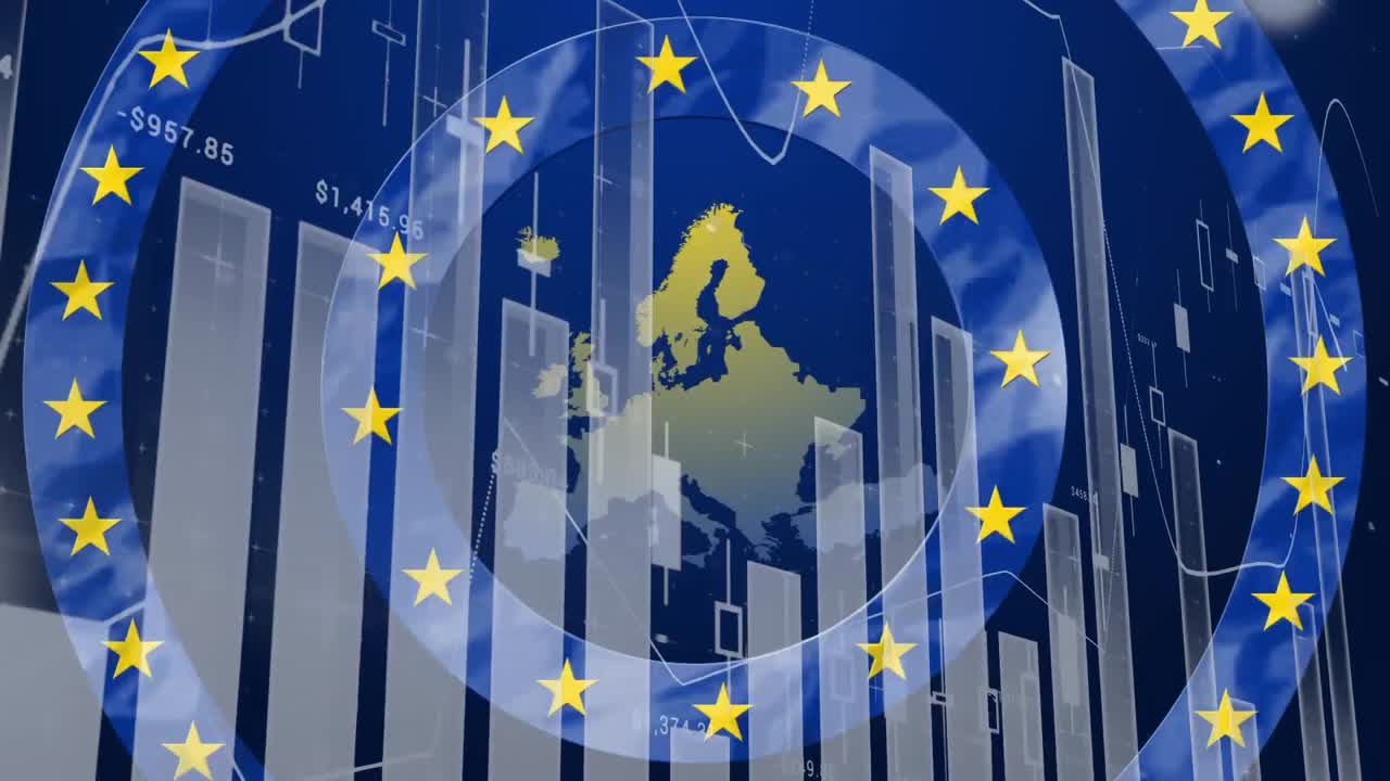 eu 지도에 비해 파란색 원을 움직이는 별 위로 움직이는 바 그래프