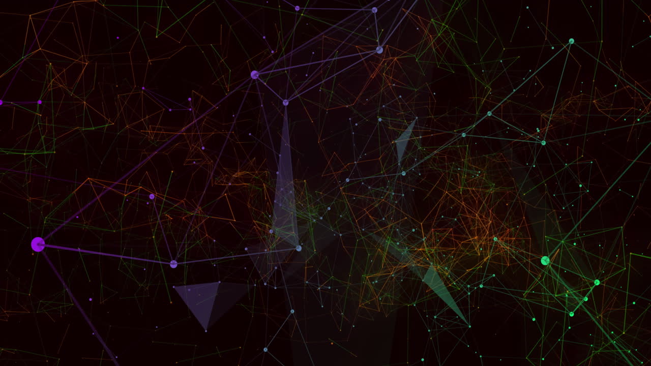 Animation of glowing network of connections over dark background