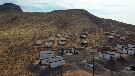 aerial view of glamping tent and bungalows near zion national park in utah