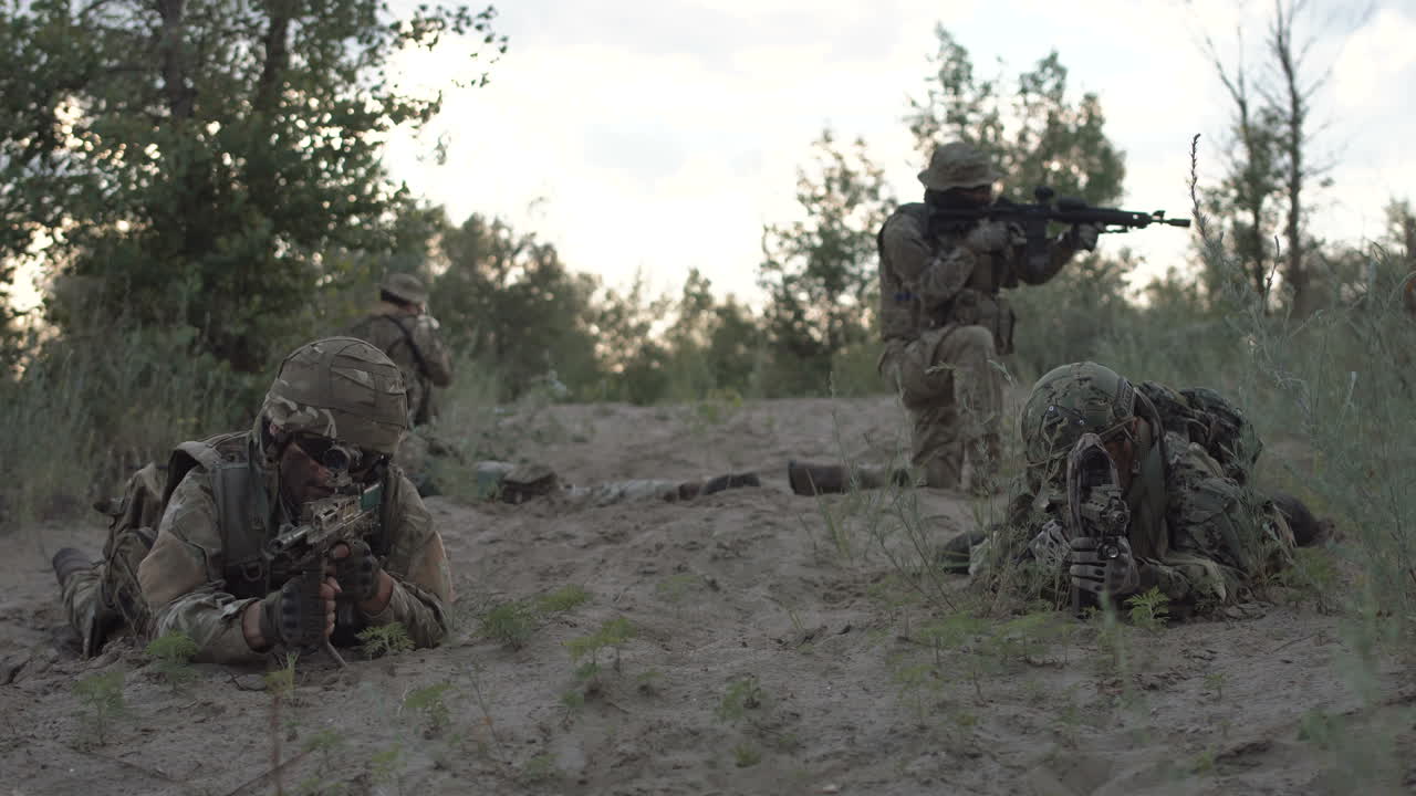 Soldiers in Combat Position