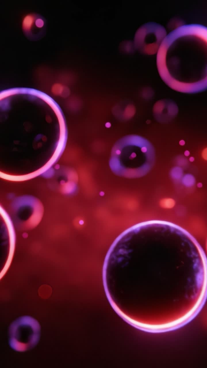 Abstract Visualization of Colorful Spheres in a Gradient Background, Depicting Scientific Concepts of Cellular Biology and Molecular Structures