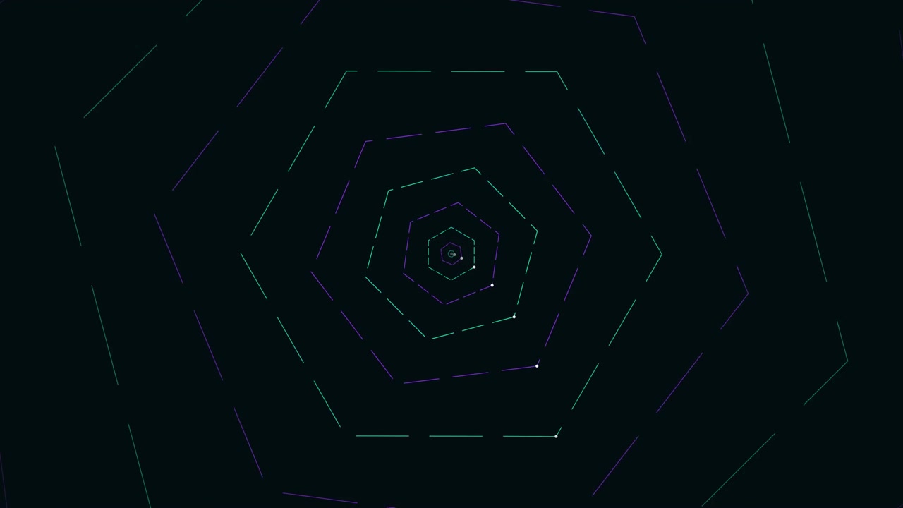 Abstract Geometric Hexagon Tunnel Animation with Pulsing Lines