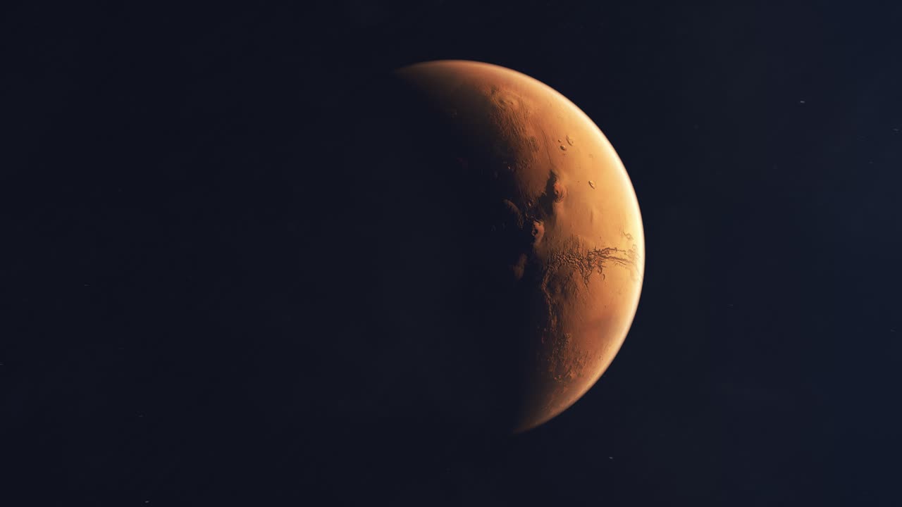 Realistic Shot of Spinning Around the Red Planet Mars