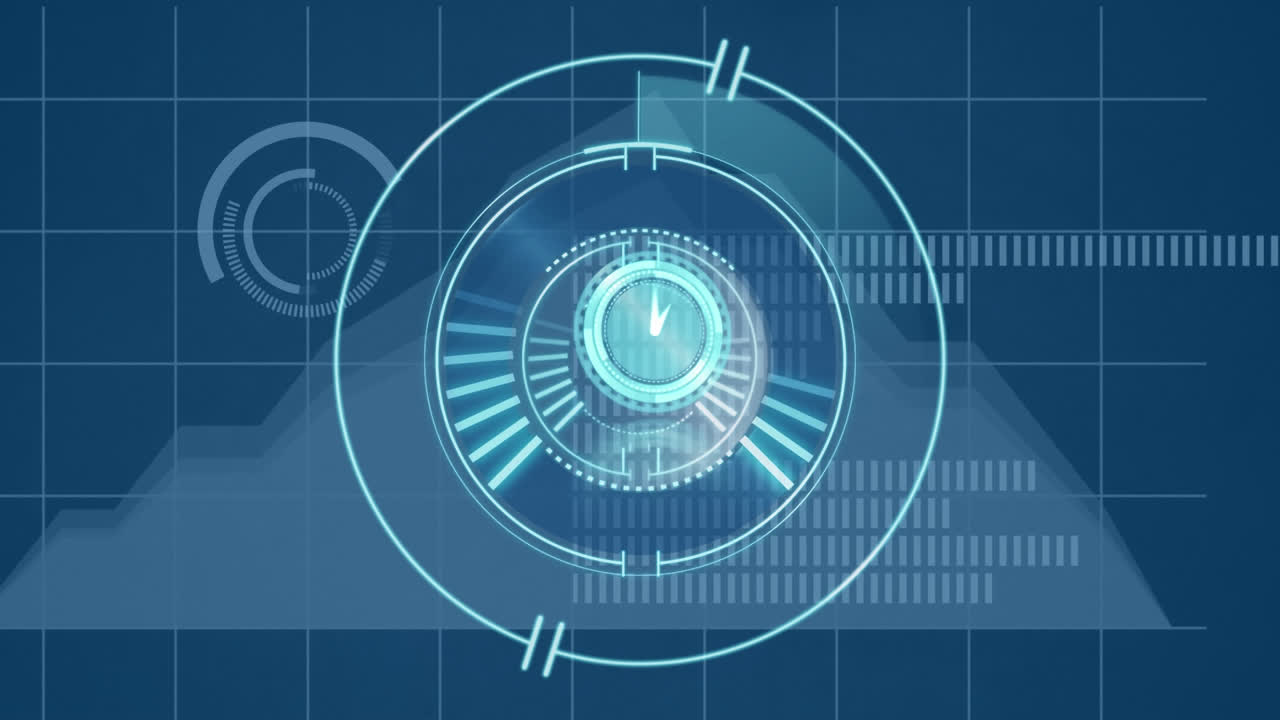 Animation of moving clock and scope scanning over graph