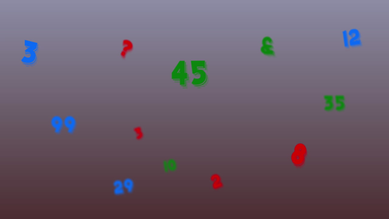 보라색 배경에 여러 개의 숫자와 알파 ⁇ 에 대한 학교 가방 아이콘의 디지털 애니메이션