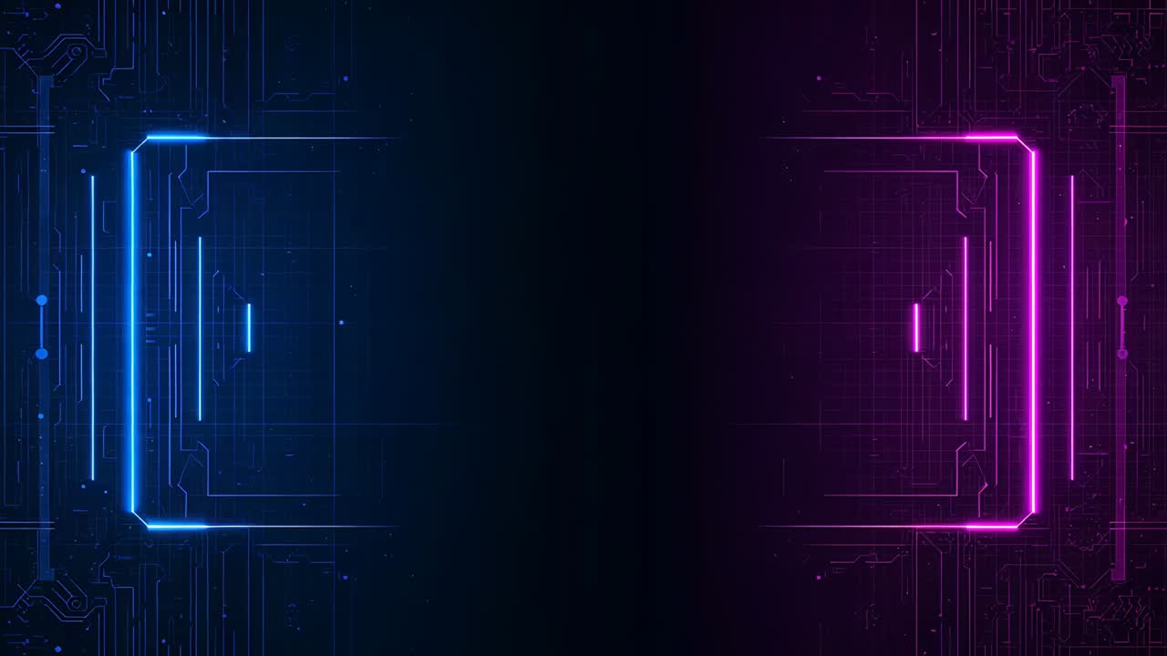 Starting play, HUD extending meeting pulling bars between blue magenta frames, signaling system