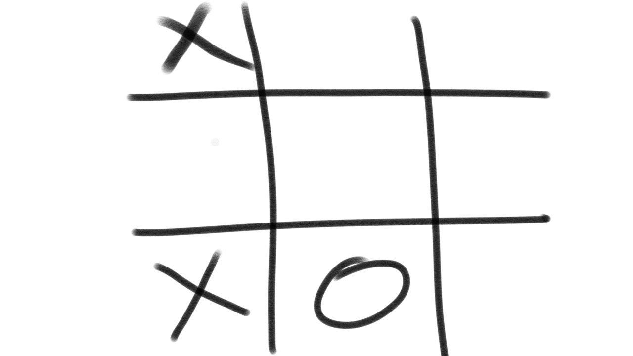tic tac toe game animation on white background