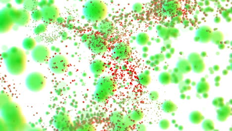 partículas abstractas verdes y rojas