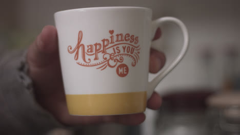 happiness is you and me coffee mug at home