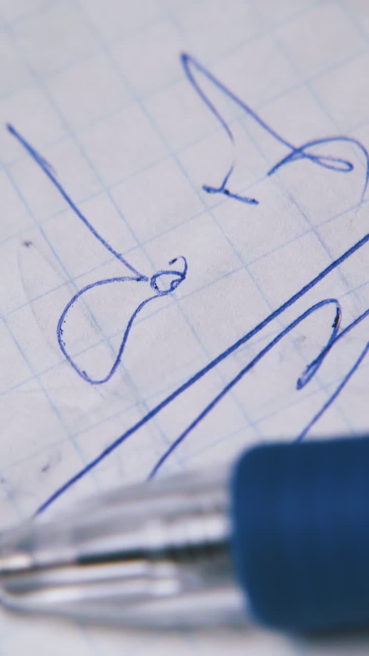 nervous guy moves ball blue pen near phrase JUST DO IT on checkered paper sheet extreme close view