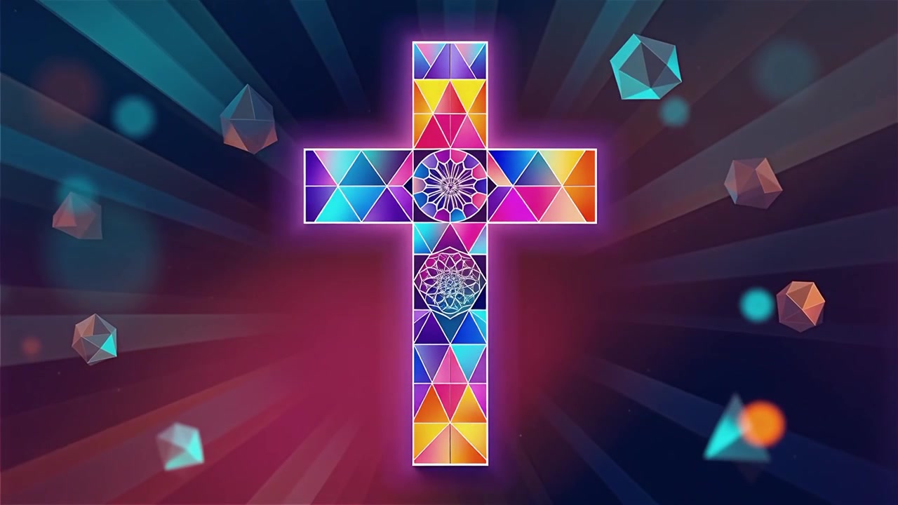 Cruz Cristiana con Luz Celestial, Fondo para Adoración.