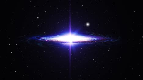 una galaxia con luz púrpura brillante en medio del universo