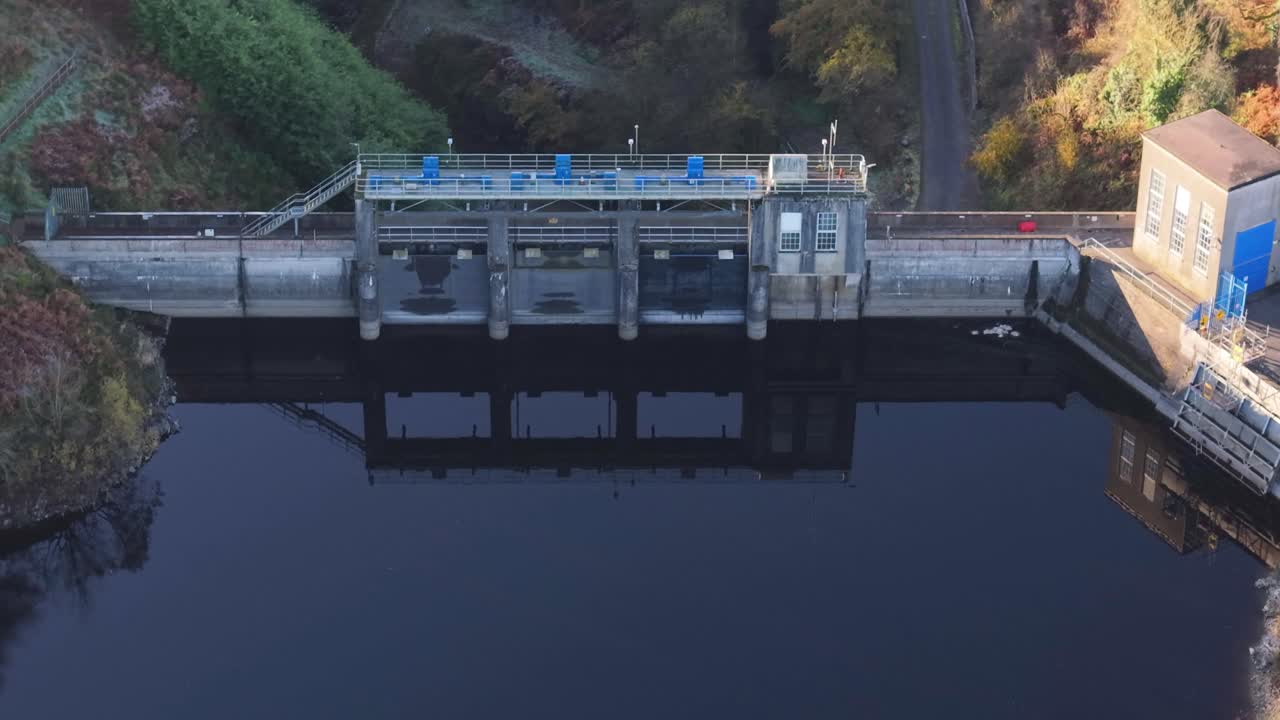 A hydroelectric dam at Poulaphouca, Blessington lake, Wicklow, Ireland, peaceful scene