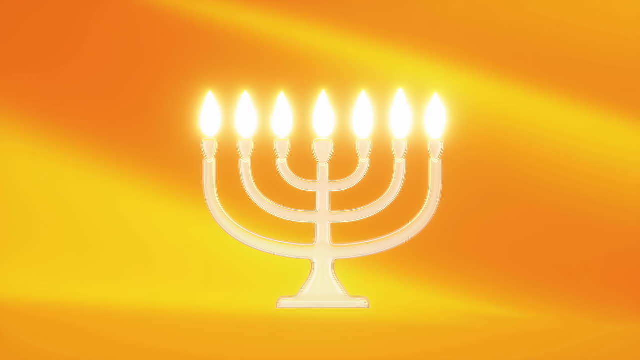 Menorah astratta luminosa con sette candele accese