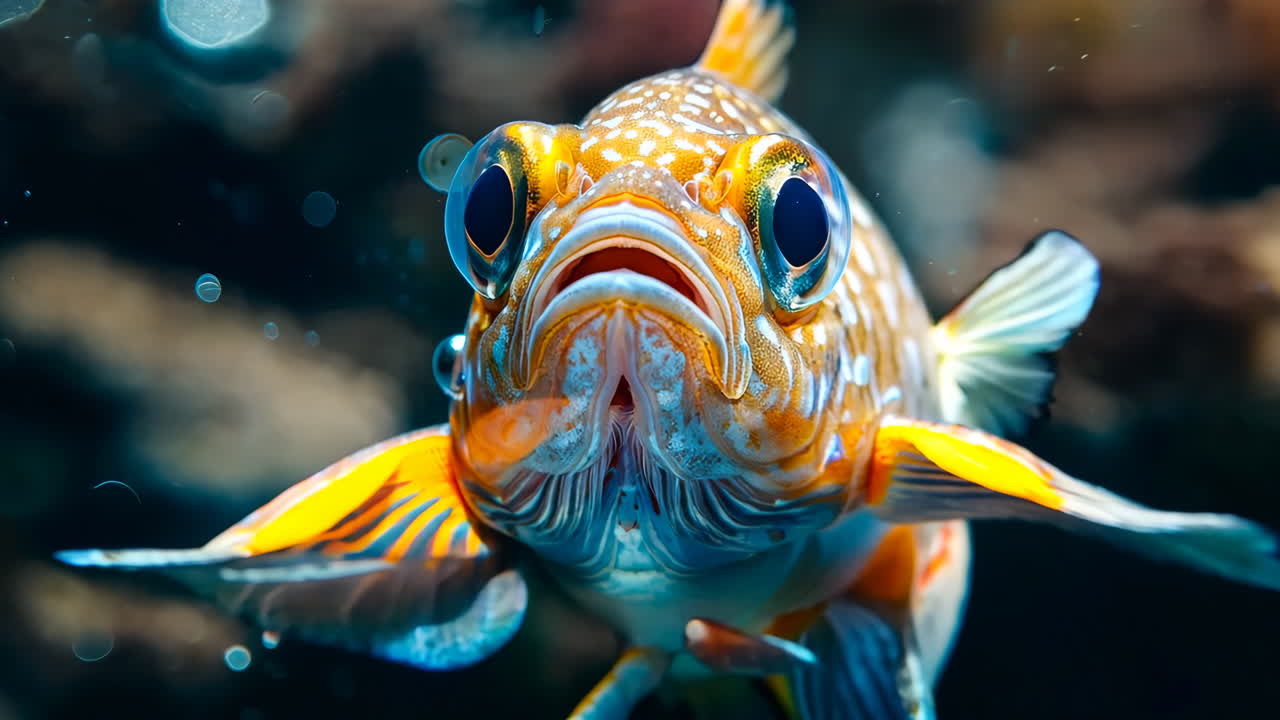 Colorful Tropical Fish Swimming in Coral Reef Environment. A vibrant tropical fish swims gracefully among the coral, showcasing bright colors and intricate patterns.