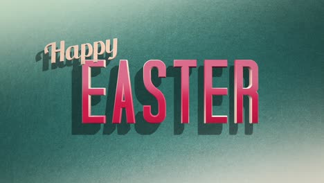 cheerful easter greeting in festive stylized font on green background