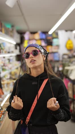 stylish young woman in a store