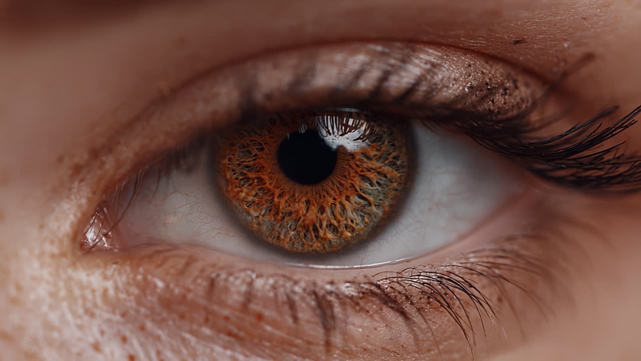 Captivating Close-Up of an Eye Showcasing Intricate Iris Patterns and Rich Colors, Emphasizing the Natural Beauty and Detail of Human Vision
