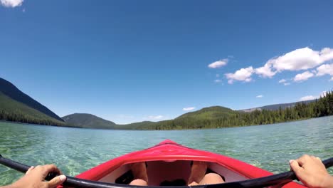 Woman-kayaking-in-river-4k