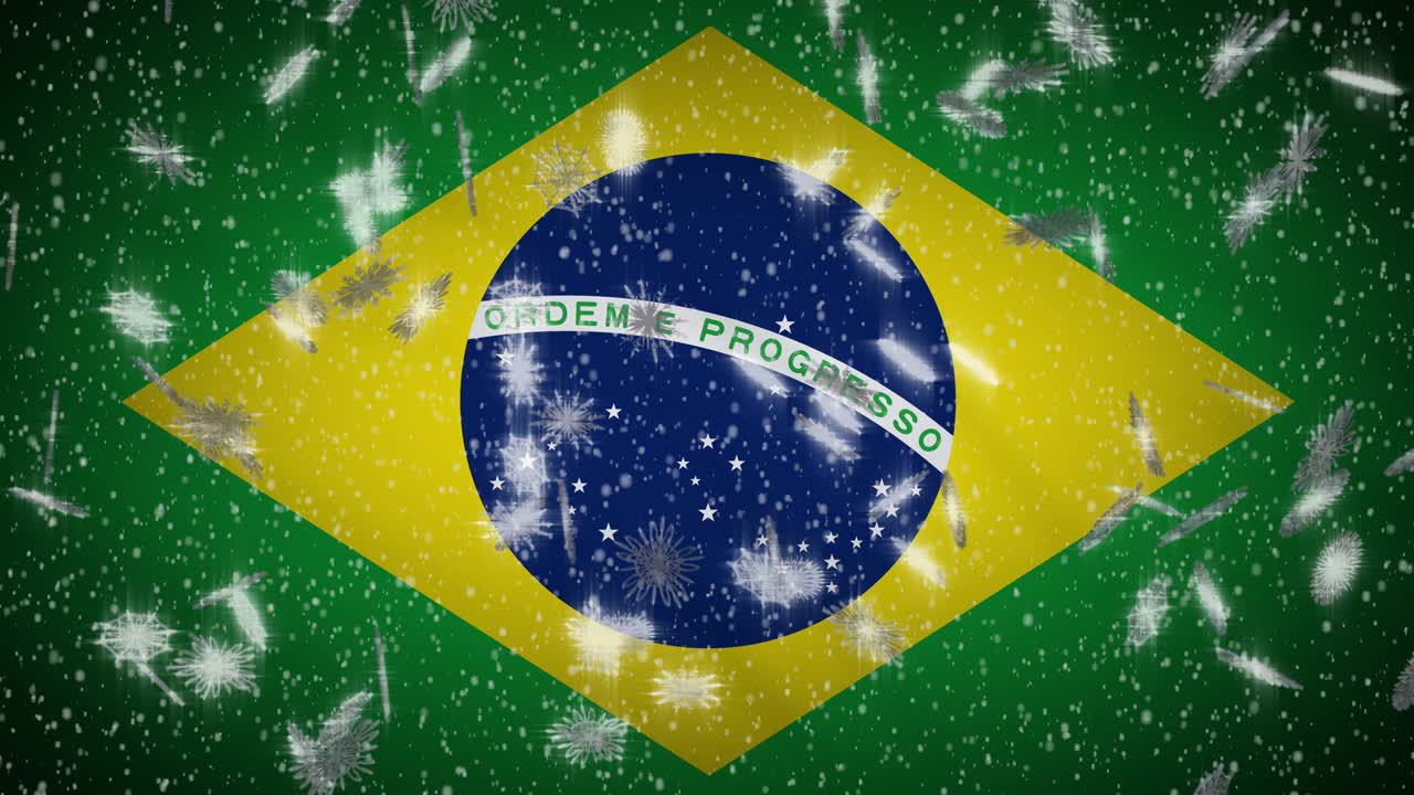 브라질 발이 눈을 내리고, 루프, 새해와 크리스마스 배경, 루프