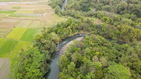 Vista-Aérea-De-Un-Río-Sinuoso-Natural-En-Un-País-Tropical