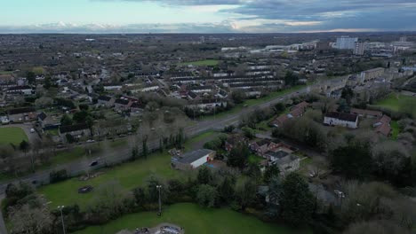 Panoramic-View-Of-Housing-Real-Estate-In-Harlow-Town,-Essex,-United-Kingdom