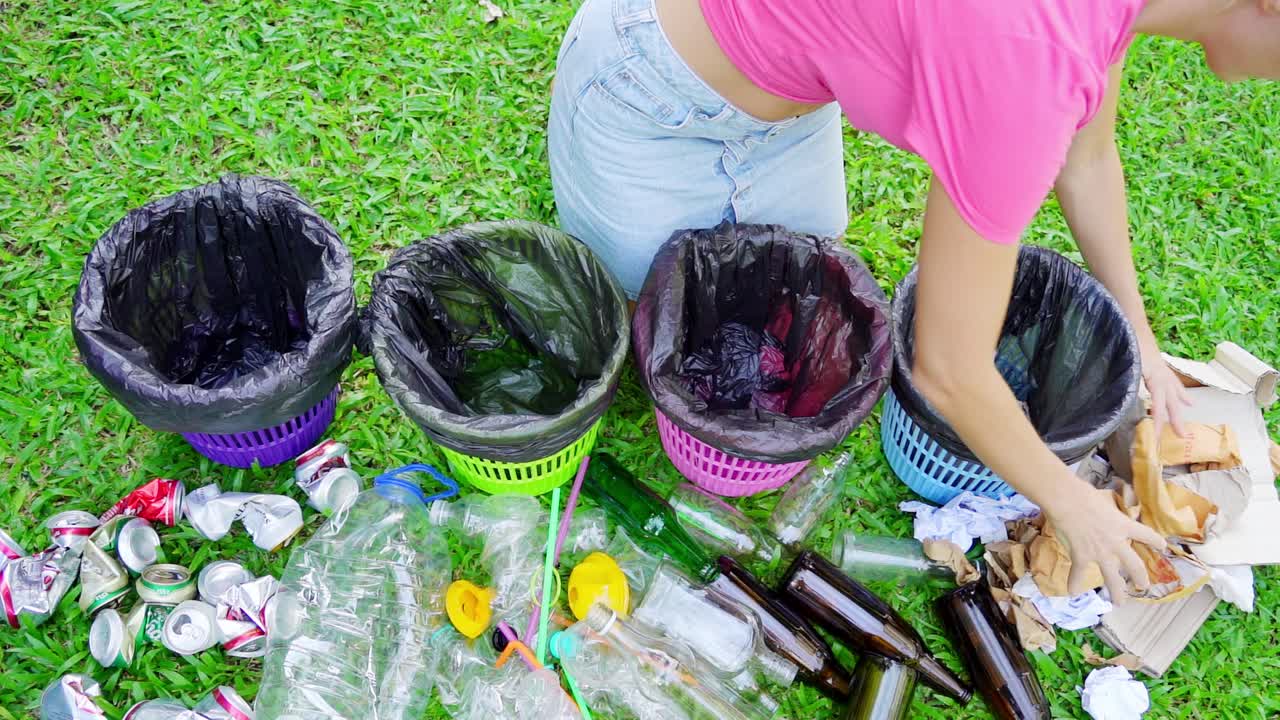 Recycling Waste in a Park