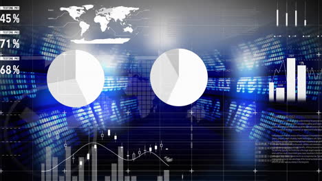 animation of financial data processing over dark background