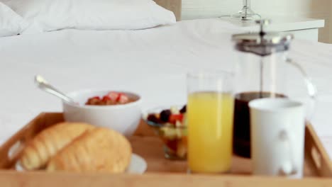 breakfast tray on bed