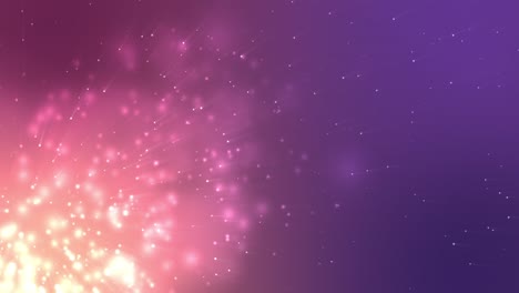 Glowing-pink-particles-effervescing-on-a-dark-purple-background