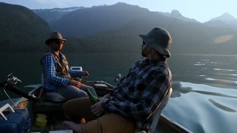 two fishermen fishing in the river 4k