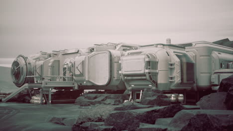 nave espacial futurista o estación espacial en un planeta desolado