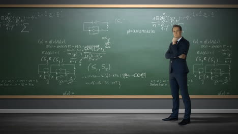 hombre de negocios en contra de las fórmulas