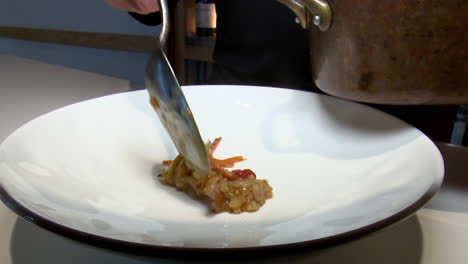chef preparing a delicious chicken risotto