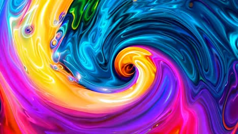 a colorful swirl of paint on a blue background