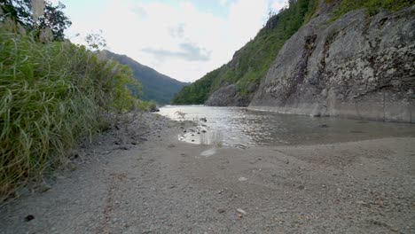 Puelo-Lake-shore,-Chubut,-Patagonia,-Argentina,-static-wide-shot